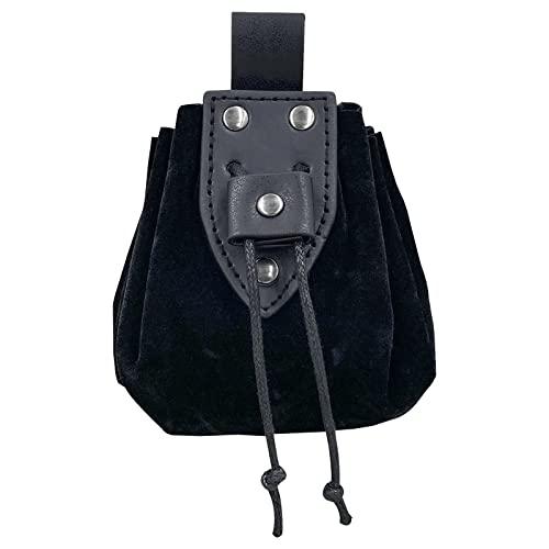 HiiFeuer Vintage Medieval Faux Leather Drawstring Pouch, Middle Ages Portable Coin Purse, Rivets Belt Pouch Dice Bag For LARP Ren Faire - HiiFeuer Store