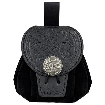 HiiFeuer Medieval Embossed Faux Leather Belt Pouch, Retro Renaissance Portable Belt Bag Coin Purse Dice Bag for LARP Ren Faire - HiiFeuer Store