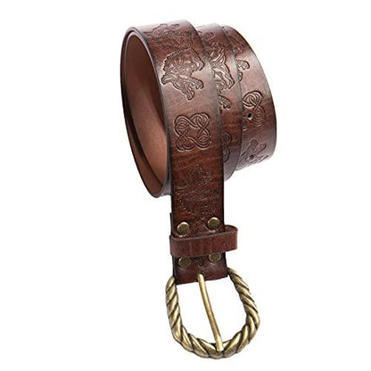 HiiFeuer Viking Fenrir Embossed Faux Leather Buckle Belt, Medieval Knight Belt - HiiFeuer Store