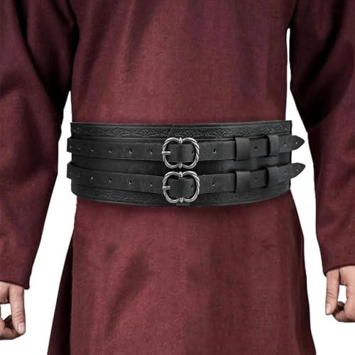 HiiFeuer Viking Wide Belt, Medieval Faux Leather Armor Belt Knight Corset Belt, LARP Costume - HiiFeuer Store