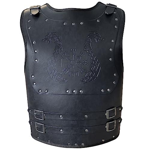 HiiFeuer Viking Warrior PU Leather Chest Armor, Retro Knight Leather Body Armor, Medieval Armor for LARP/Cosplay - HiiFeuer Store