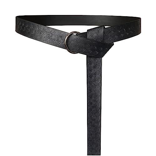 HiiFeuer Medieval Embossed PU Leather O-Ring Belt, Retro Renaissance Knight Belt - HiiFeuer Store