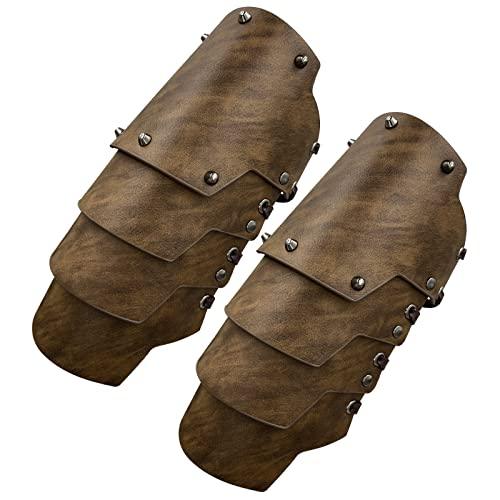 HiiFeuer Medieval Faux Leather 4 Layers Bracers Arm Armor, Middle Ages Mercenary Gauntlets, Costume Knight Archer Arm Guards - HiiFeuer Store