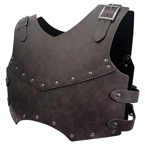 HiiFeuer Medieval Faux Leather Chest Armor, Retro Mercenary Knight Archer Body Armor, Adjustable Vest Armour for Ren Faire - HiiFeuer Store