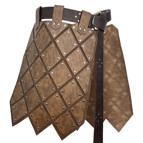 HiiFeuer Medieval Faux Leather Thigh Armor, Retro Double Sides Waist Armor with Belt, Mercenary&Knights Skirt Armor for LARP - HiiFeuer Store