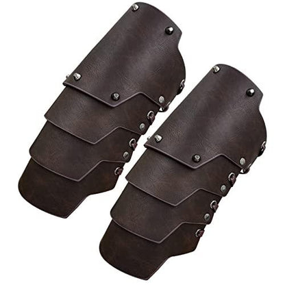 HiiFeuer Medieval Faux Leather 4 Layers Bracers Arm Armor, Middle Ages Mercenary Gauntlets, Costume Knight Archer Arm Guards - HiiFeuer Store