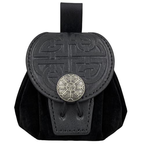 HiiFeuer Medieval Embossed Faux Leather Belt Pouch, Retro Renaissance Portable Belt Bag Coin Purse Dice Bag for LARP Ren Faire - HiiFeuer Store