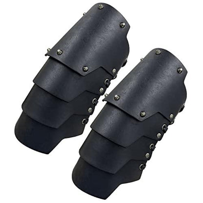 HiiFeuer Medieval Faux Leather 4 Layers Bracers Arm Armor, Middle Ages Mercenary Gauntlets, Costume Knight Archer Arm Guards - HiiFeuer Store