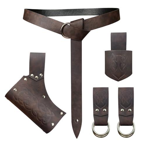 HiiFeuer 5 Pieces Medieval Belt Costume Accessories Renaissance Skirt Hike Viking Horn Belt Holster Dagger Holster Sword Frog - HiiFeuer Store