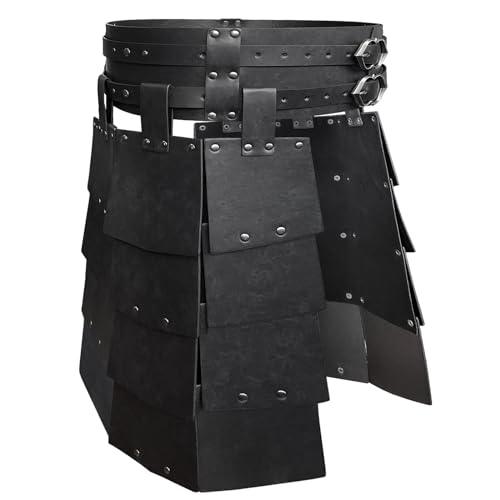 HiiFeuer Medieval Faux Leather Wide Belt Thigh Armor, Retro Double Sides Waist Armor, Mercenary&Knights Skirt Armor for LARP - HiiFeuer Store