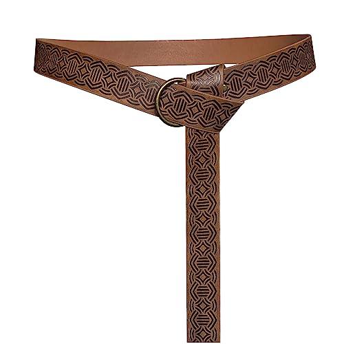 HiiFeuer Medieval Embossed PU Leather O-Ring Belt, Retro Renaissance Knight Belt - HiiFeuer Store