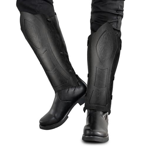 HiiFeuer Medieval Faux Leather Leg Gaiters, Vintage Middle Ages Knight Leg Armor, Mercenary Leg Guards for LARP - HiiFeuer Store