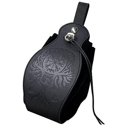 HiiFeuer Medieval Faux Leather Pouch, Portable Drawstring Purse, Vintage Belt Pouch Dice Bag For LARP Ren Faire - HiiFeuer Store