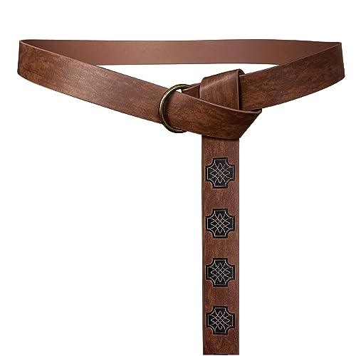 HiiFeuer Medieval Embossed PU Leather O-Ring Belt, Retro Renaissance Knight Belt - HiiFeuer Store