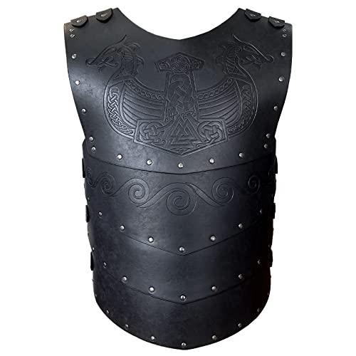 HiiFeuer Viking Faux Leather Embossed Chest Armor, Retro Medieval Knight Leather Armor for LARP/Cosplay - HiiFeuer Store