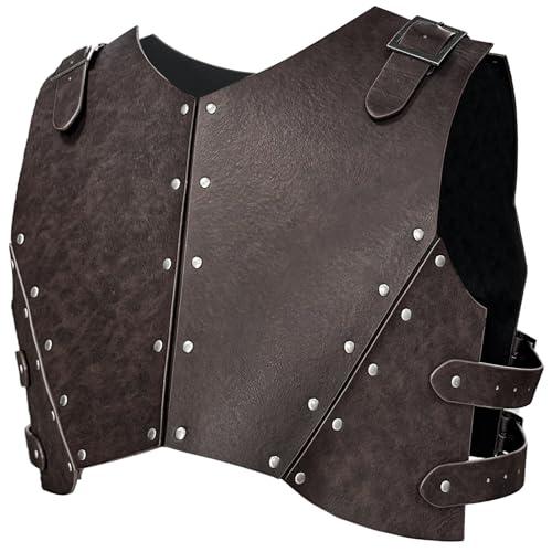 HiiFeuer Medieval Faux Leather Chest Armor, Retro Mercenary Knight Archer Body Armor, Adjustable Vest Armour for Ren Faire - HiiFeuer Store