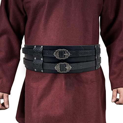 HiiFeuer Viking Wide Belt, Medieval Faux Leather Armor Belt Knight Corset Belt, LARP Costume - HiiFeuer Store