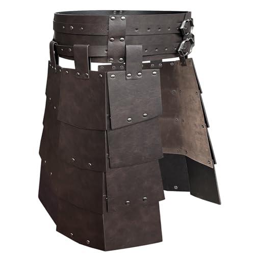 HiiFeuer Medieval Faux Leather Wide Belt Thigh Armor, Retro Double Sides Waist Armor, Mercenary&Knights Skirt Armor for LARP - HiiFeuer Store