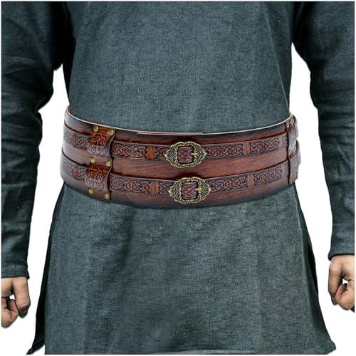 HiiFeuer Viking Wide Belt, Medieval Faux Leather Armor Belt Knight Corset Belt, LARP Costume - HiiFeuer Store