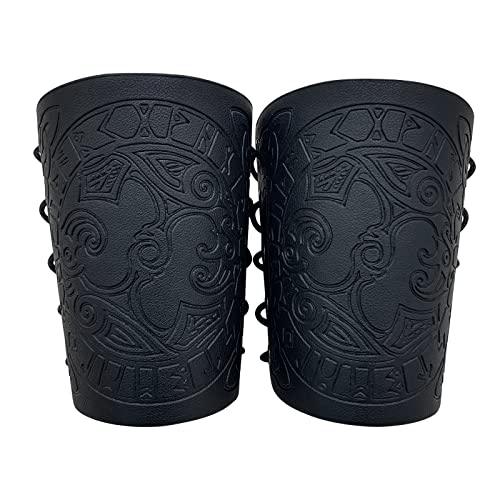 HiiFeuer Viking Arm Bracer, Embossed Norse Symbol Faux Leather Arm Armor, Medieval Faux Leather Arm Wristband for LARP - HiiFeuer Store