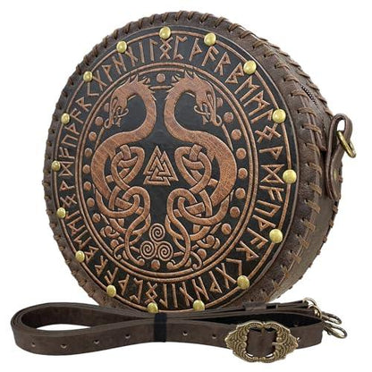 HiiFeuer Viking Embossed Crossbody Bag, Nordic Faux Leather Belt Bag Satchel Bag, Medieval Portable Cosplay Shoulder Bag - HiiFeuer Store