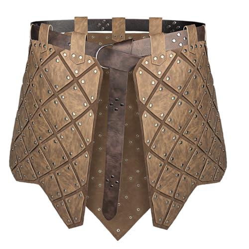 HiiFeuer Medieval Faux Leather 3PCs Waist Armor with Belt, Middle Ages Cosplay Thigh Armor, Mercenary&Knights Skirt Armor - HiiFeuer Store