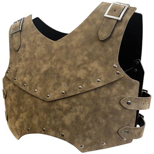 HiiFeuer Medieval Faux Leather Chest Armor, Retro Mercenary Knight Archer Body Armor, Adjustable Vest Armour for Ren Faire - HiiFeuer Store