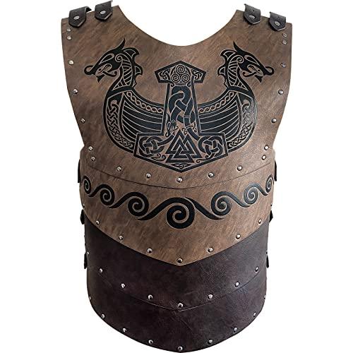 HiiFeuer Viking Faux Leather Embossed Chest Armor, Retro Medieval Knight Leather Armor for LARP/Cosplay - HiiFeuer Store