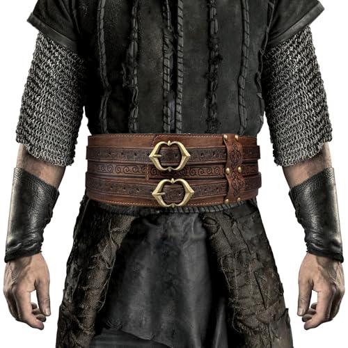 HiiFeuer Viking Wide Belt, Medieval Faux Leather Armor Belt Knight Corset Belt, LARP Costume - HiiFeuer Store