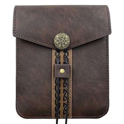 HiiFeuer Vintage Medieval Faux Leather Belt Bag, Retro Middle Ages Belt Pouch Waist bag, Portable Side Pack For LARP Ren Faire - HiiFeuer Store