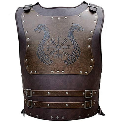 HiiFeuer Viking Warrior PU Leather Chest Armor, Retro Knight Leather Body Armor, Medieval Armor for LARP/Cosplay - HiiFeuer Store