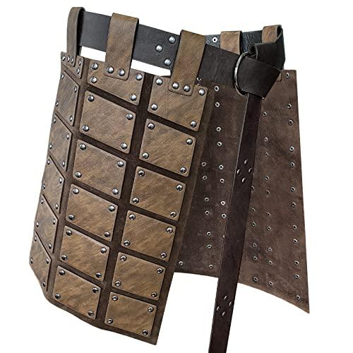 HiiFeuer Medieval Faux Leather Thigh Armor, Retro Double Sides Waist Armor with Belt, Mercenary&Knights Skirt Armor for LARP - HiiFeuer Store