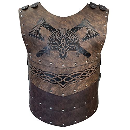 HiiFeuer Viking Faux Leather Embossed Chest Armor, Retro Medieval Knight Leather Armor for LARP/Cosplay - HiiFeuer Store