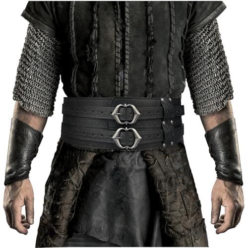 HiiFeuer Viking Wide Belt, Medieval Faux Leather Armor Belt Knight Corset Belt, LARP Costume - HiiFeuer Store