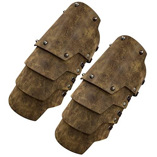 HiiFeuer Medieval Faux Leather 4 Layers Bracers Arm Armor, Middle Ages Mercenary Gauntlets, Costume Knight Archer Arm Guards - HiiFeuer Store