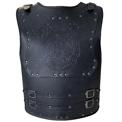 HiiFeuer Viking Warrior PU Leather Chest Armor, Retro Knight Leather Body Armor, Medieval Armor for LARP/Cosplay - HiiFeuer Store