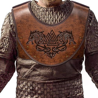 HiiFeuer Embossed PU Leather Chest Armor, Viking Warrior Chest Armor, Medieval Knight Armor for LARP Cosplay Activities - HiiFeuer Store