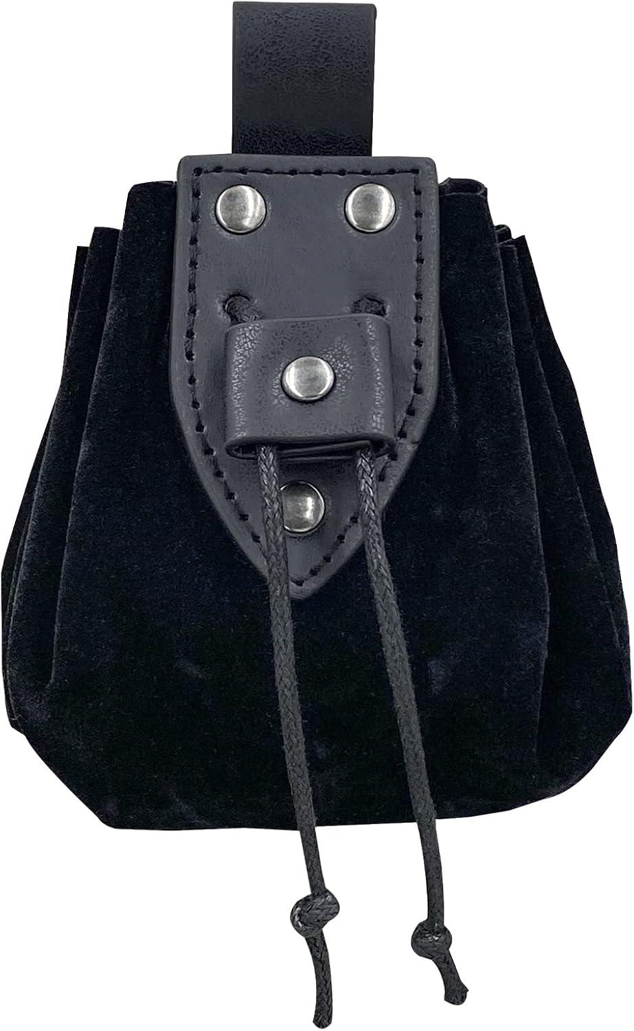 HiiFeuer Vintage Medieval Faux Leather Drawstring Pouch, Middle Ages Portable Coin Purse, Rivets Belt Pouch Dice Bag For LARP Ren Faire - HiiFeuer Store