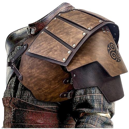 HiiFeuer Viking Faux Leather Single Pauldron Shoulder Armor, Retro Medieval Knight Shoulder Armor for LARP/Cosplay - HiiFeuer Store