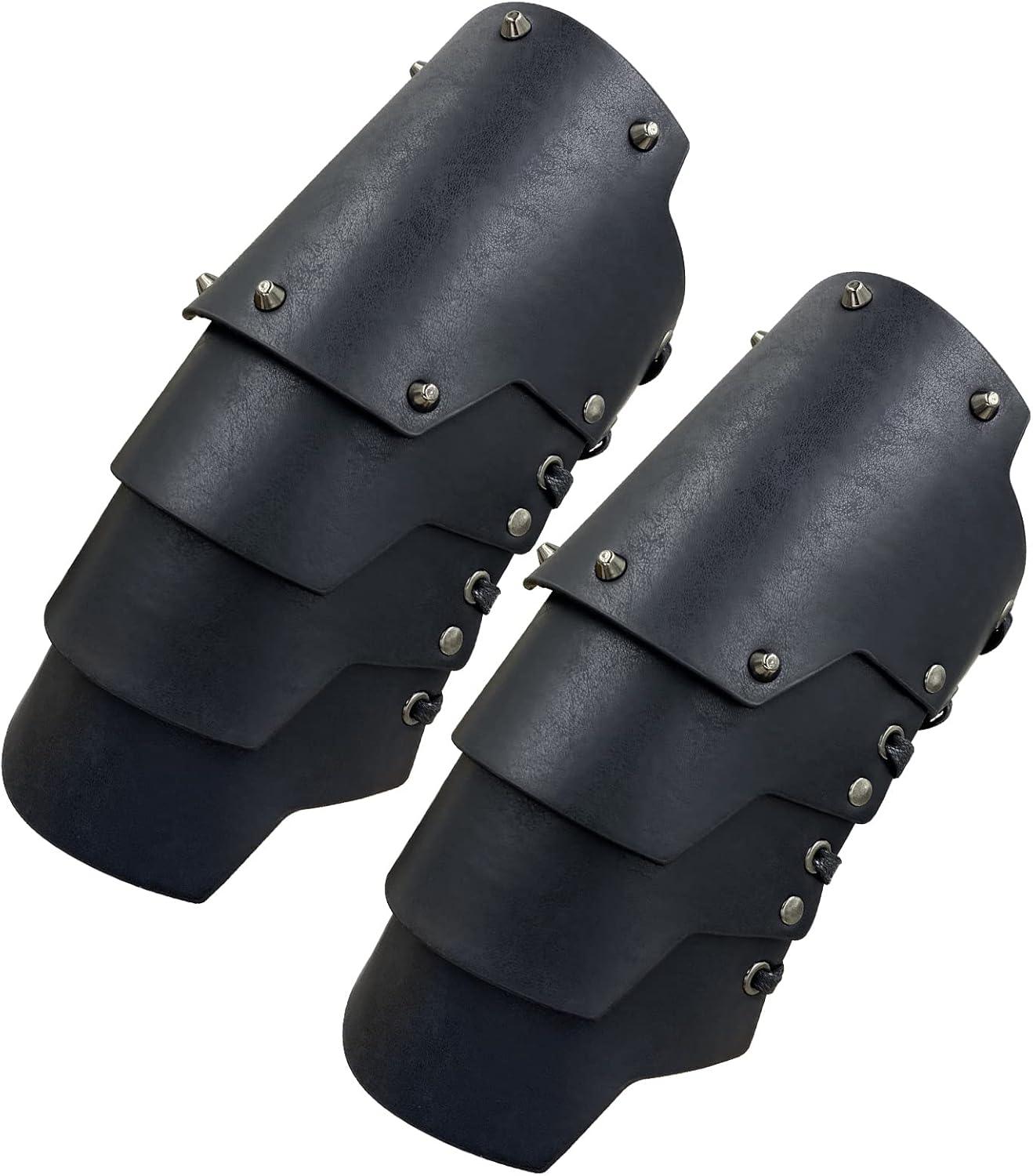 HiiFeuer Medieval Faux Leather 4 Layers Bracers Arm Armor, Middle Ages Mercenary Gauntlets, Costume Knight Archer Arm Guards - HiiFeuer Store