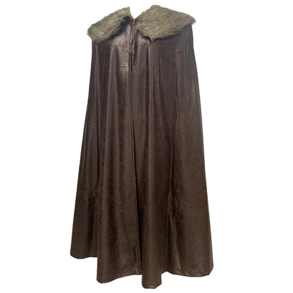 HiiFeuer Medieval Barbarian Cloak with Artificial Fur Shawl, Wrap Collar Viking Warrior Cape, Renaissance Role Play Costume - HiiFeuer Store