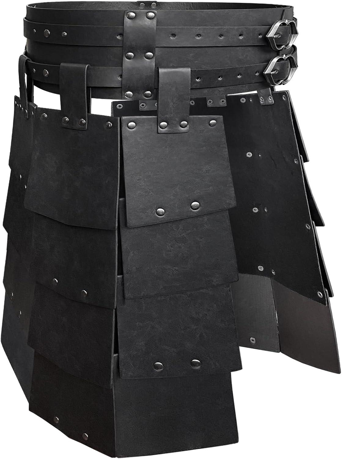 HiiFeuer Medieval Faux Leather Wide Belt Thigh Armor, Retro Double Sides Waist Armor, Mercenary&Knights Skirt Armor for LARP - HiiFeuer Store