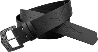 HiiFeuer Medieval Alchemy Faux Leather Buckle Belt, Fantasy Embossed Wizard Knight Belt for LARP Cosplay - HiiFeuer Store