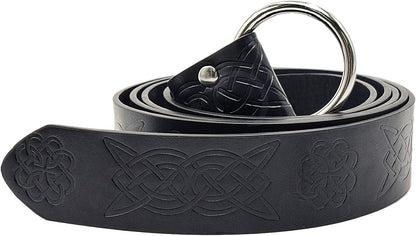 HiiFeuer Medieval Embossed PU Leather O-Ring Belt, Retro Renaissance Knight Belt - HiiFeuer Store