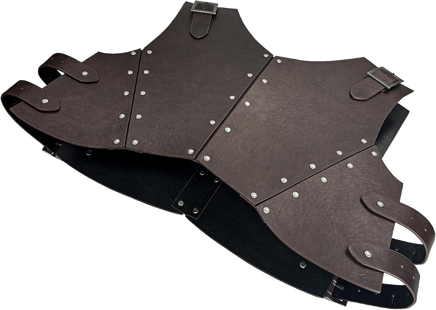 HiiFeuer Medieval Faux Leather Chest Armor, Retro Mercenary Knight Archer Body Armor, Adjustable Vest Armour for Ren Faire - HiiFeuer Store