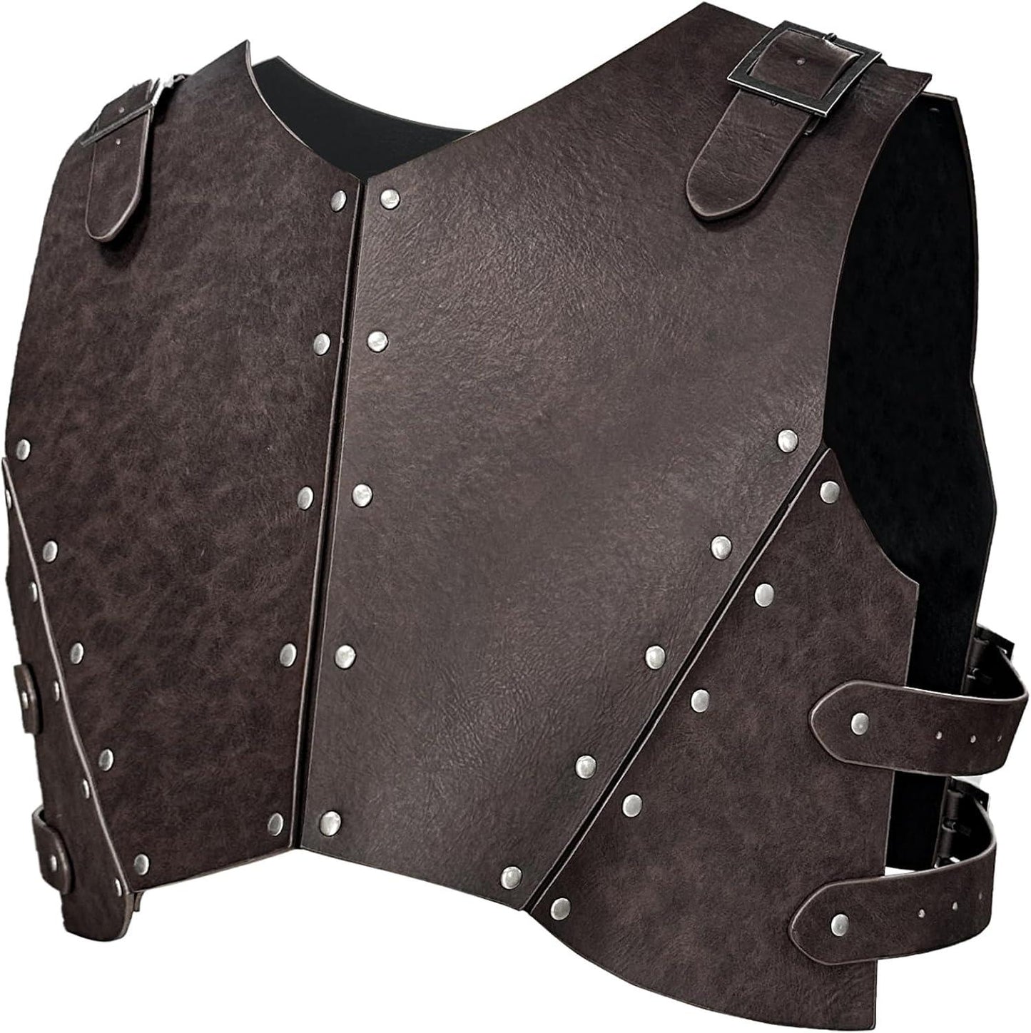 HiiFeuer Medieval Faux Leather Chest Armor, Retro Mercenary Knight Archer Body Armor, Adjustable Vest Armour for Ren Faire - HiiFeuer Store