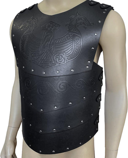 HiiFeuer Viking Faux Leather Embossed Chest Armor, Retro Medieval Knight Leather Armor for LARP/Cosplay - HiiFeuer Store