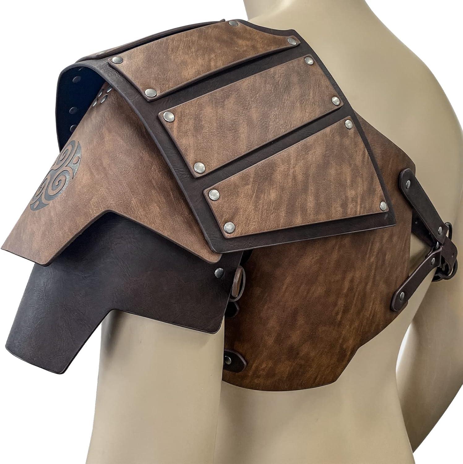 HiiFeuer Viking Faux Leather Single Pauldron Shoulder Armor, Retro Medieval Knight Shoulder Armor for LARP/Cosplay - HiiFeuer Store