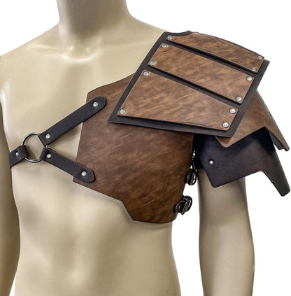 HiiFeuer Viking Faux Leather Single Pauldron Shoulder Armor, Retro Medieval Knight Shoulder Armor for LARP/Cosplay - HiiFeuer Store