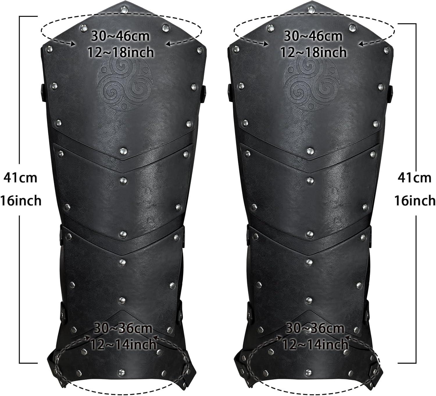 HiiFeuer Medieval Faux Leather Leg Gaiters, Vintage Middle Ages Knight Leg Armor, Mercenary Leg Guards for LARP - HiiFeuer Store